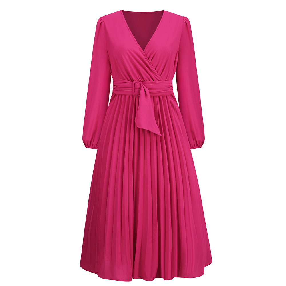 Damen Wickelkleid mit Plissee und Gürtel WW