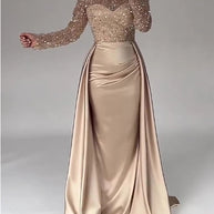 Damen Glamouröses Abendkleid mit funkelnden Perlen und fließendem Rock WW