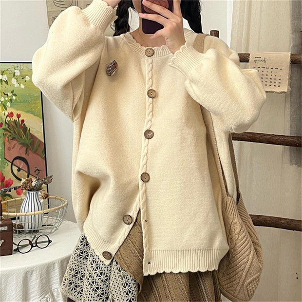 Damen Strickjacke mit raffinierten Zopfdetails und Knopfverschluss WW