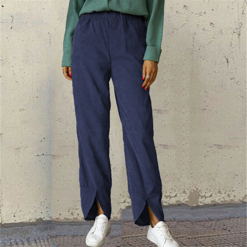 Damen Freizeithose mit modischem Schlitz-Design und elastischem Bund WW