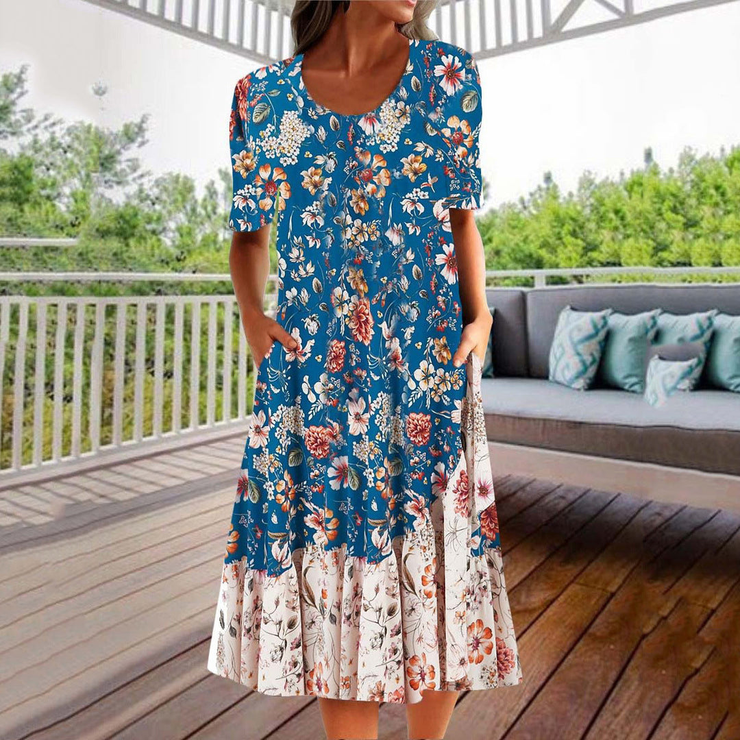 Damen Maxi-Kleid mit floralem Design und praktischem Knopfverschluss W&W Mode