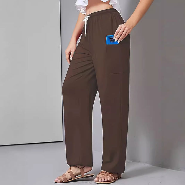 Damen Bequeme Freizeit-Hose mit praktischen Taschen und elastischem Bund WW