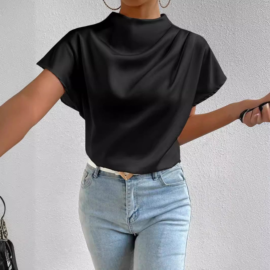 Damen Modisches Satin-Blusenshirt WW