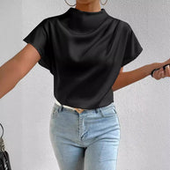 Damen Modisches Satin-Blusenshirt WW