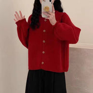 Damen Strickjacke mit asymmetrischem Schnitt und großzügigen Ballonärmeln WW