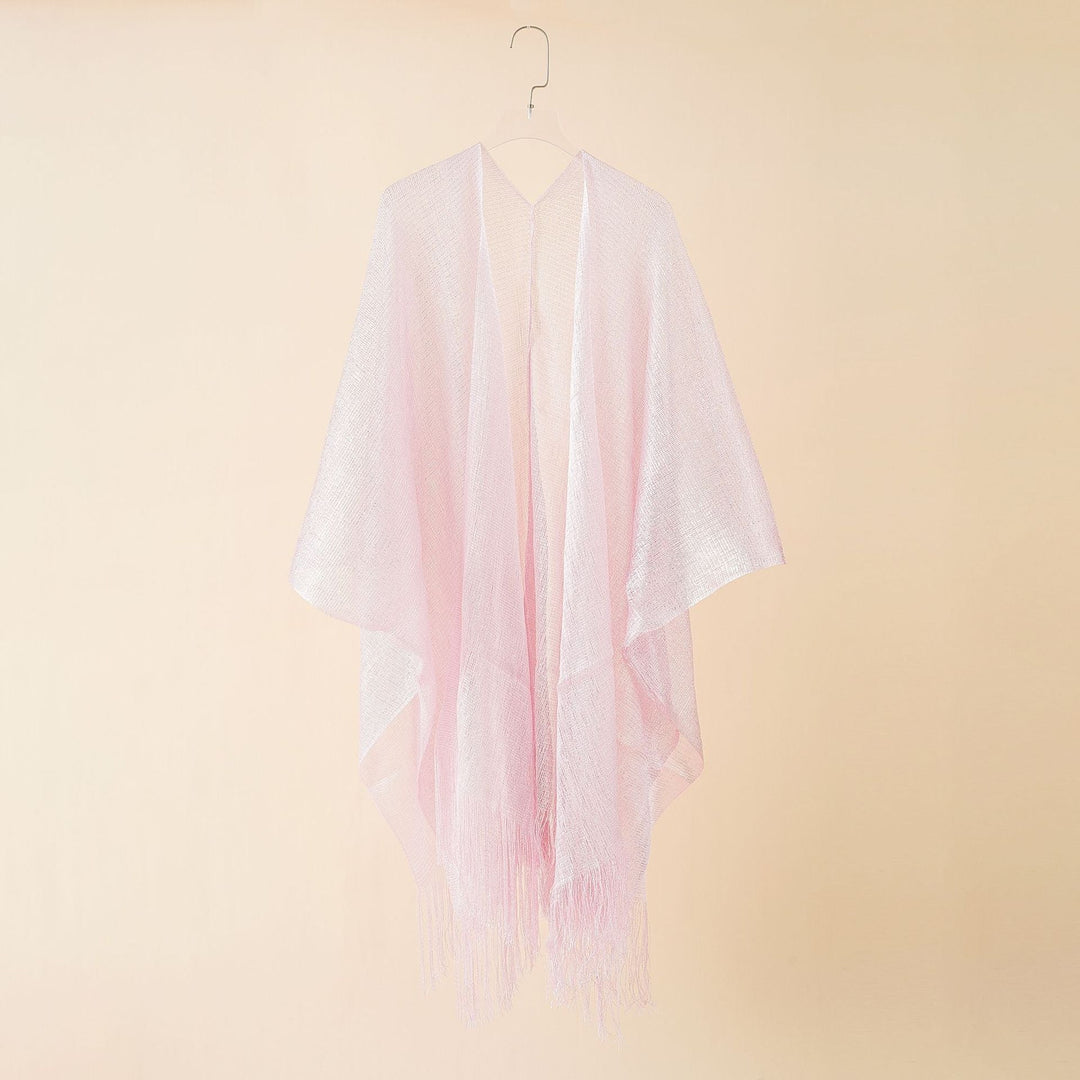 Damen Fransen-Kimono aus transparenter, luftiger Struktur W&W Mode