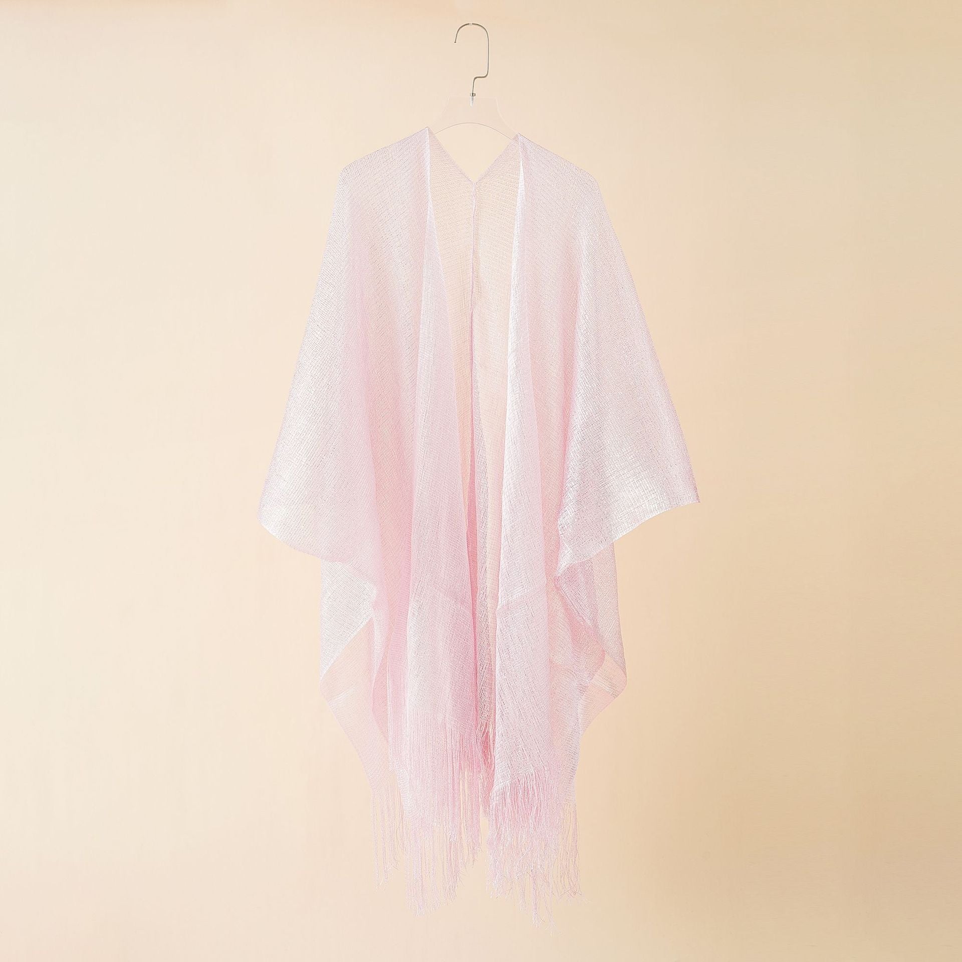 Damen Fransen-Kimono aus transparenter, luftiger Struktur WW