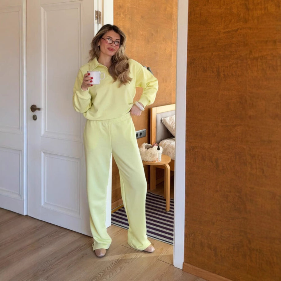 Damen Sportliches Loungewear-Set mit Polokragen WW