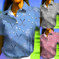 Damen Kurzarm-Hemd mit modischem Golf-Print und komfortablem Schnitt WW