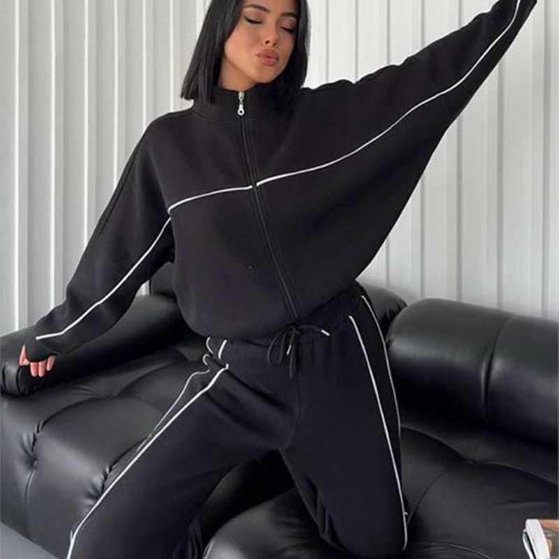 Damen Sportliches Wohlfühl-Set mit hohem Kragen und weitem Schnitt WW