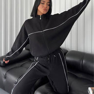 Damen Sportliches Wohlfühl-Set mit hohem Kragen und weitem Schnitt WW