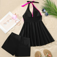 Damen Badekleid mit modischem Wickeldesign und figurformender Silhouette WW