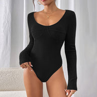 Damen Body mit tiefem Ausschnitt und langen Ärmeln WW