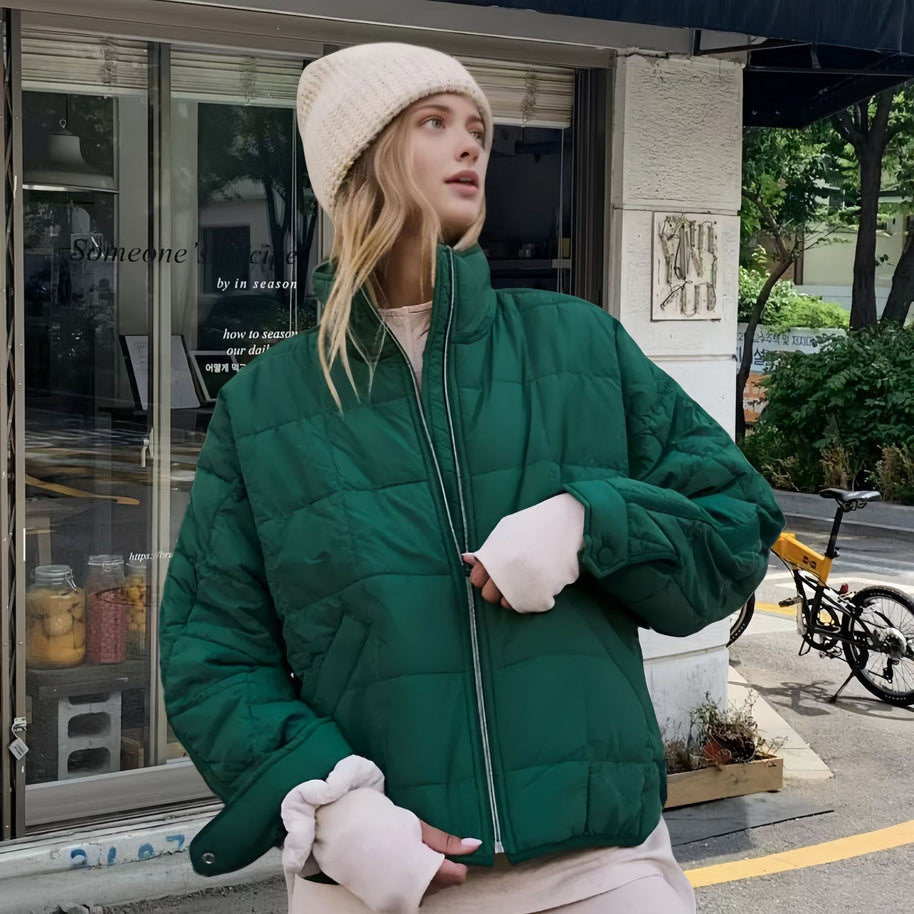 Damen Steppjacke mit hohem Kragen und praktischem Reißverschluss WW