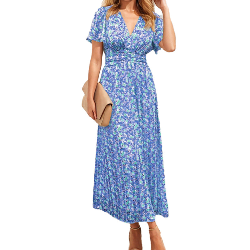Damen Maxikleid mit floralem Design und luftigen Puffärmeln WW