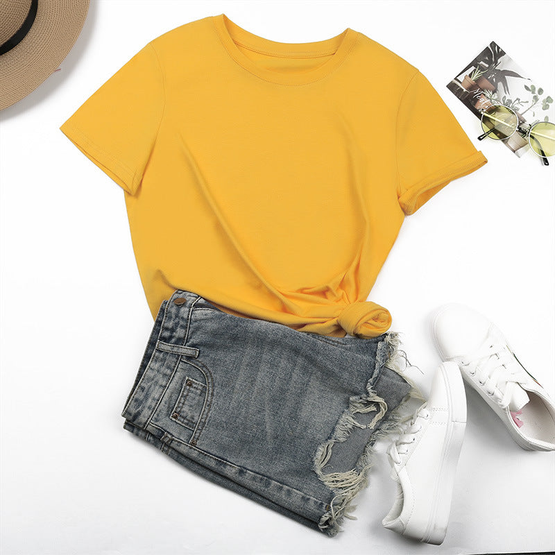 Damen Basic T-Shirt mit lässigem Schnitt und hochwertiger Baumwollqualität WW