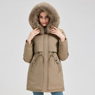 Damen Exklusive Funktionsweste mit abnehmbarer Kapuze und dekorativem Kunstfell WW