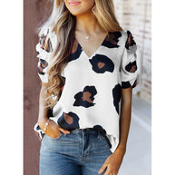 Damen Bluse mit modischem Blumendruck und eleganten Puffärmeln WW