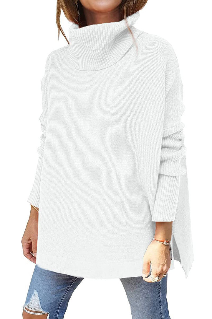 Damen oversize Rollkragenpullover mit strukturiertem Strickdesign W&W Mode