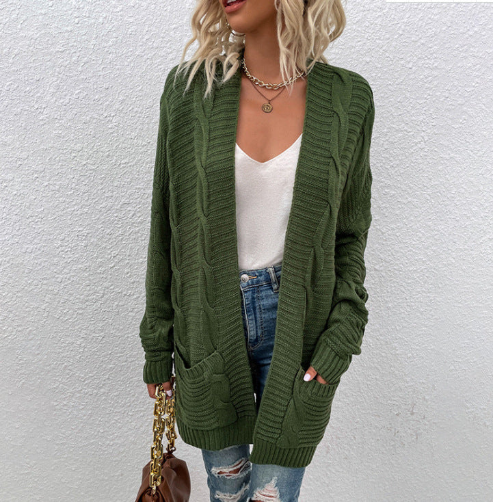 Damen Strickjacke mit tiefem V-Ausschnitt und Taschen WW