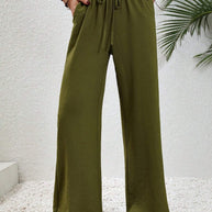Damen Weite Freizeit-Hosen mit elastischem Bund und praktischen Seitentaschen WW