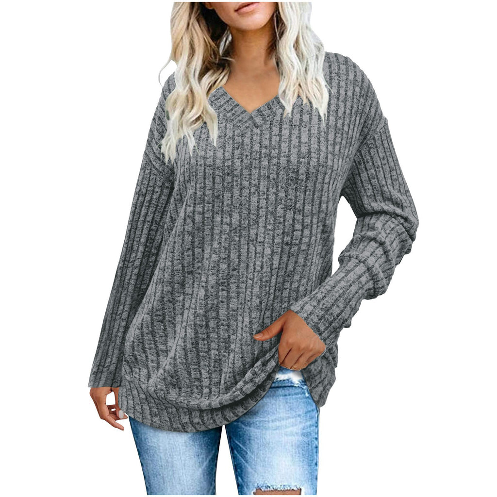 Damen Pulli mit schrägem Kragen und dekorativen Knöpfen WW