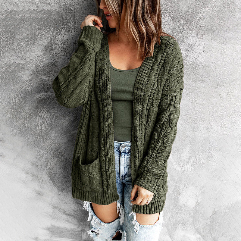 Damen Strickjacke im lässigen Oversized-Stil mit offener Front WW