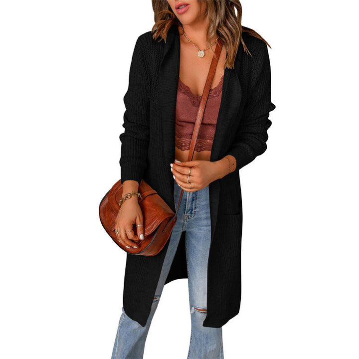 Damen Strickmantel mit tiefem V-Ausschnitt und großzügigen Taschen W&W Mode