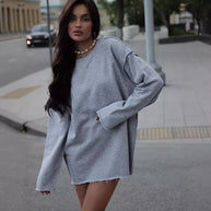 Damen lässiger Oversized Pullover aus weichem Baumwollmix WW