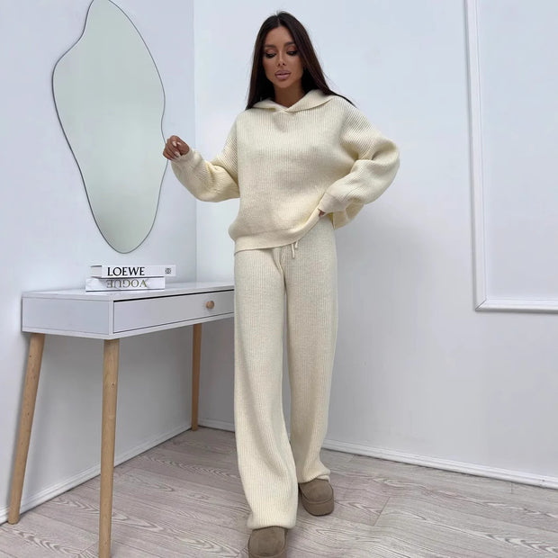 Damen Strick-Set mit weitem Schnitt und weitem Bein WW