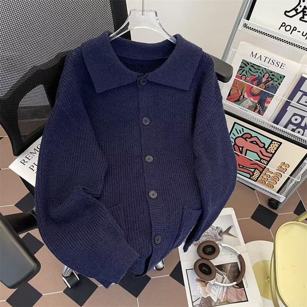 Damen Strickjacke mit übergroßem Schnitt und elegantem Kragen WW