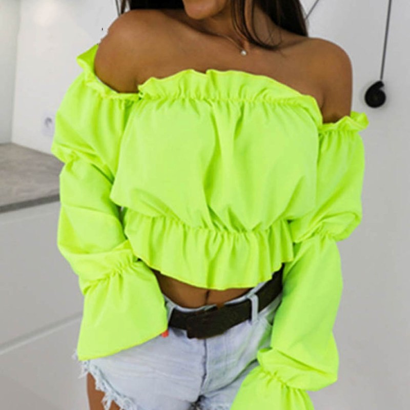 Femme Off-Shoulder Rüsch Crop Top WW