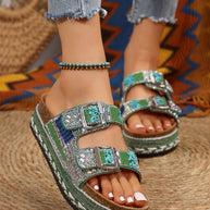 Damen Sandalen mit funkelnden Strassakzenten und komfortabler Korksohle WW