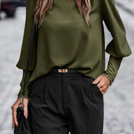Damen Bluse mit eleganten Puffärmeln und fließendem Stoff WW