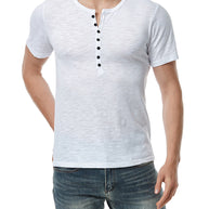 Herren Kurzarm Knopf-Bei Henley Shirt WW