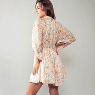 Damen romantisches Gartenkleid mit puffärmeln und elastischer Taille WW