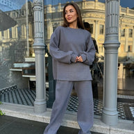 Damen bequemer Fleece Freizeitanzug mit lässigem Schnitt und elastischem Bund WW