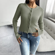Damen Cardigan mit feiner Ribstruktur und Knopfverschluss WW