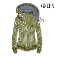 Damen Sportliche Kapuzenjacke mit verspieltem Punkte-Muster WW