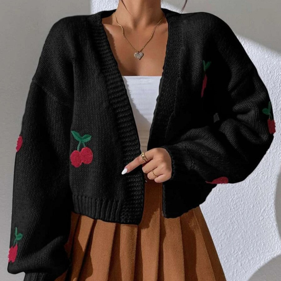 Damen Strickjacke mit Kirschen W&W Mode