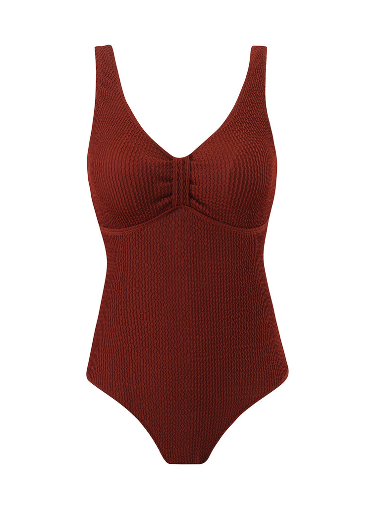 Damen Einteiler Badeanzug mit strukturierter Textur und elegantem Schnitt WW