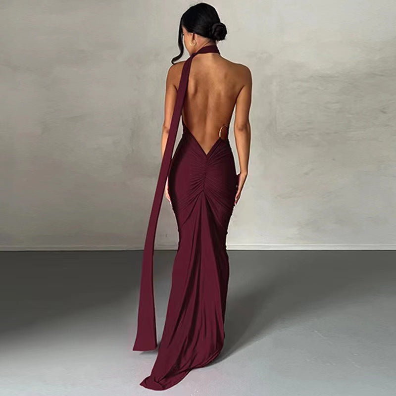 Damen Abendkleid im asymmetrischen Schnitt mit elegantem Schlitz und fließendem Stoff WW