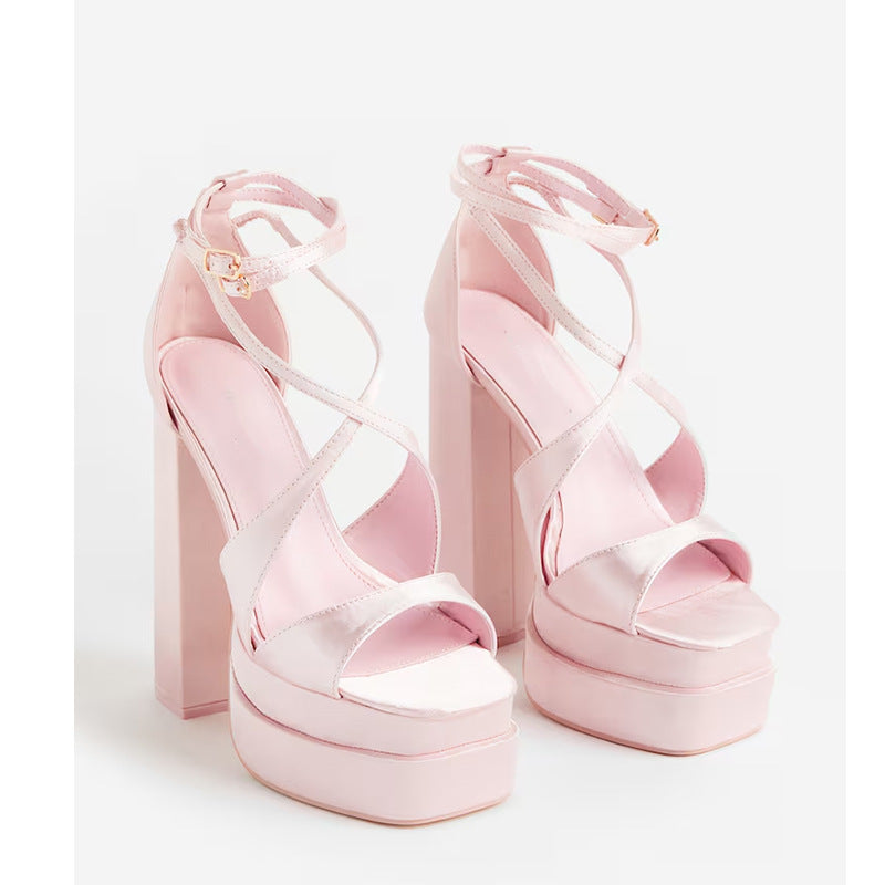 Damen Strappy Chunky Platform Schuhe WW