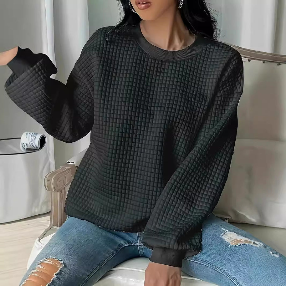 Damen Pullover mit strukturiertem Waffeldesign und lässigem Schnitt WW