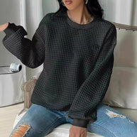 Damen Pullover mit strukturiertem Waffeldesign und lässigem Schnitt WW