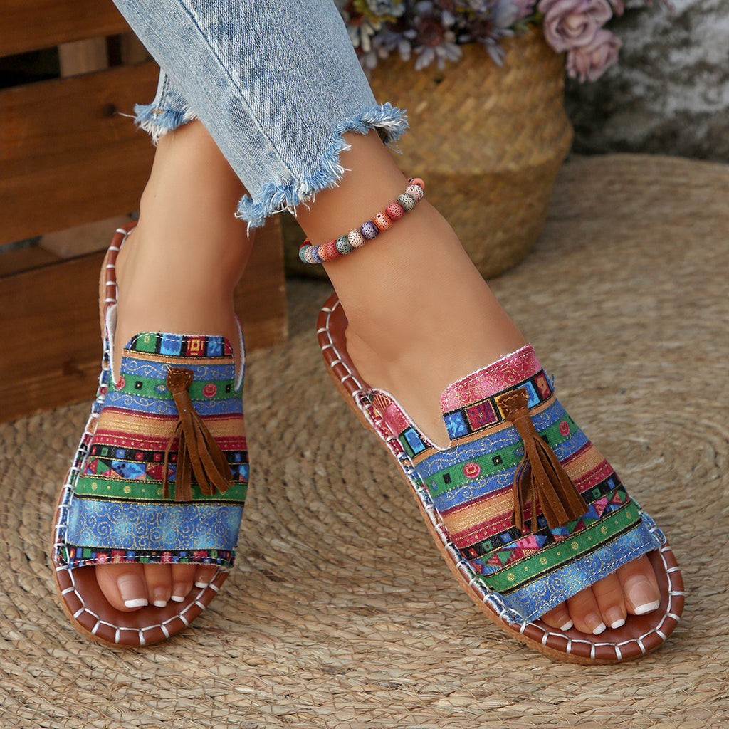 Damen stilvolle Boho Rutschen Sandalen WW