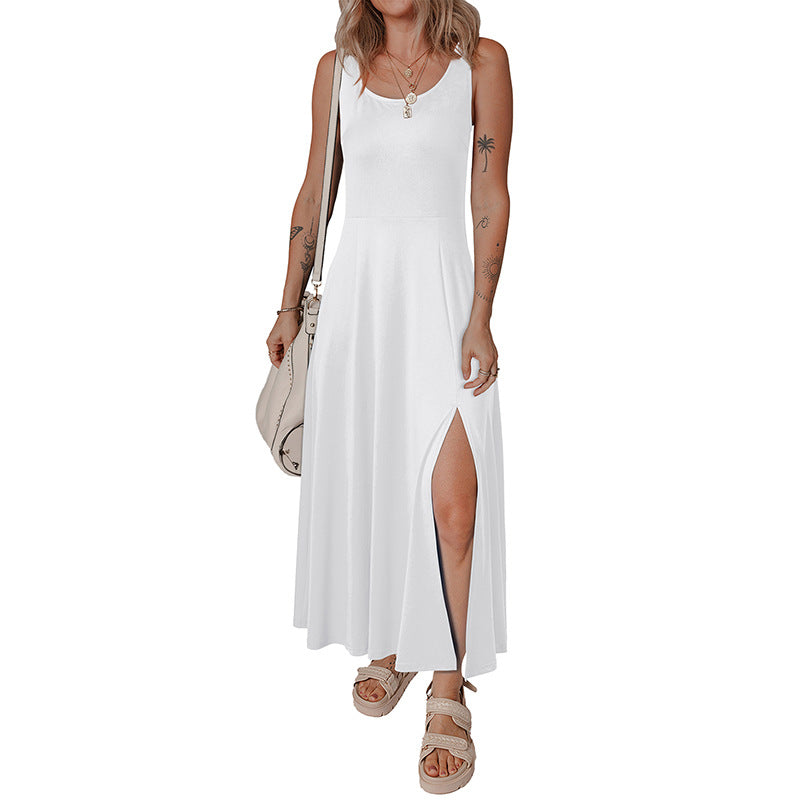 Damen Maxikleid mit seitlichem Schlitz und minimalistischen Trägern WW