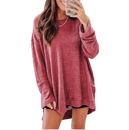 Damen Bequem Überdimensionierter Texturierter Pullover Sweater WW