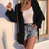 Damen Strickjacke im lässigen Oversized-Stil mit Zopfmuster WW