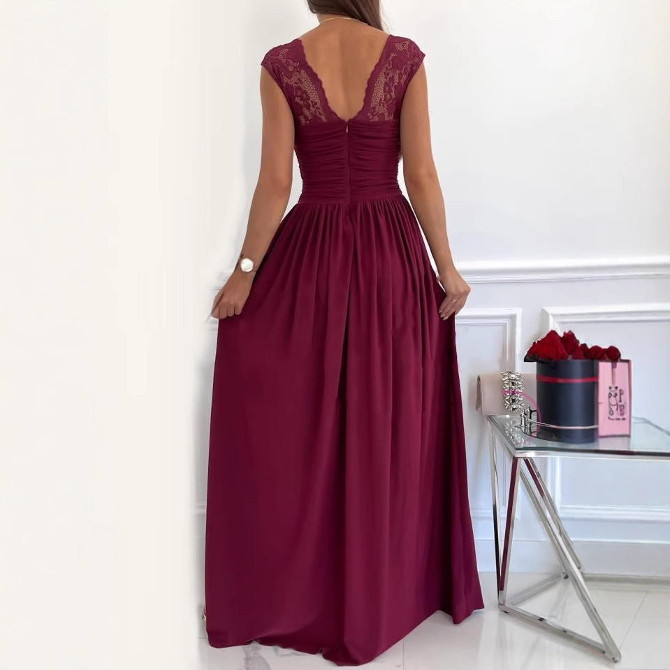Damen Abendkleid mit tiefem Ausschnitt und Schlitz WW